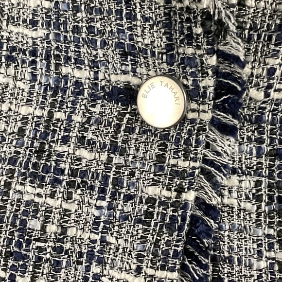 Elie Tahari Blue and White Tweed Blazer Size 2 - Picture 8 of 14